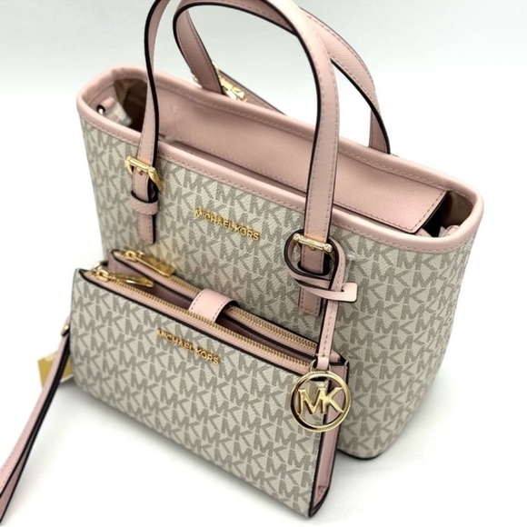 Michael Kors Jet Set Travel Extra-Small Top-Zip Tote Bag & Double Zip Wallet Set - Picture 8 of 12